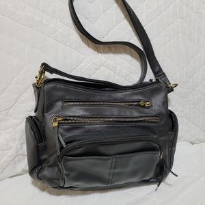 (3542-5) No Name Tag, Black Purse, Bag, lot of pockets